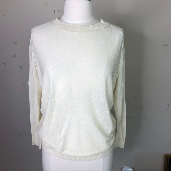 INHABIT cream linen crew neck light weight sweater - Picture 12 of 15